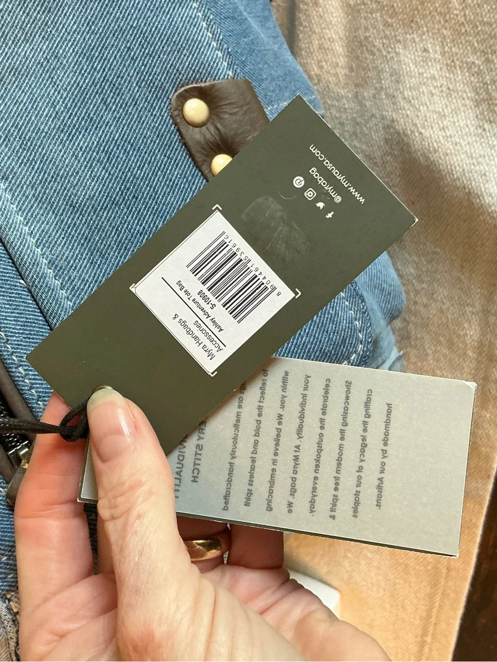 NWT Myra Bag Ashley Adventure Upcycled Blue Denim Shoulder Tote Bag MSRP $65
